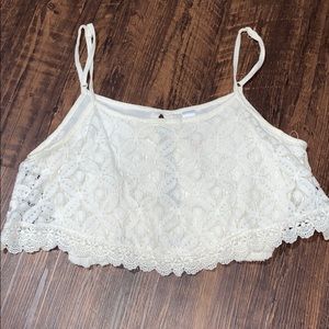 Cream Lace Crop Top